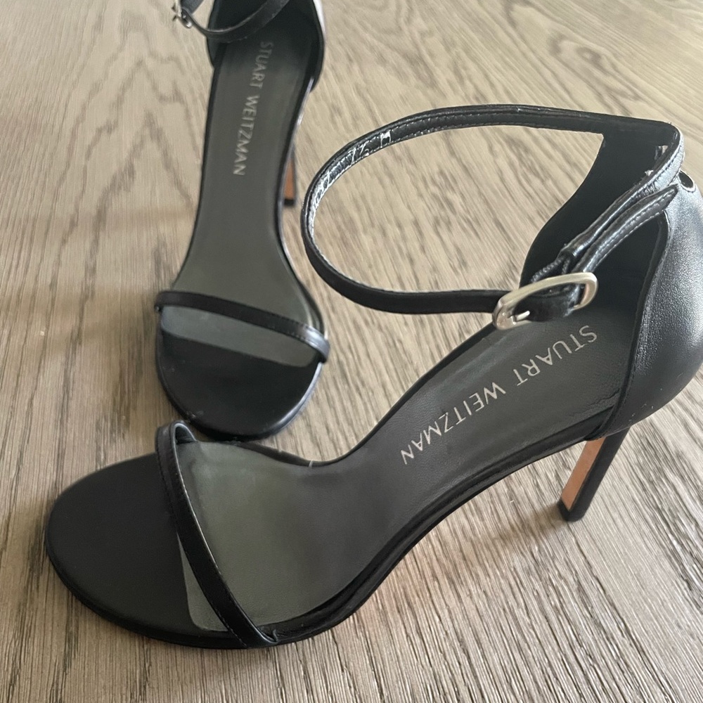 Stuart Weitzman Black Leather Stilettos